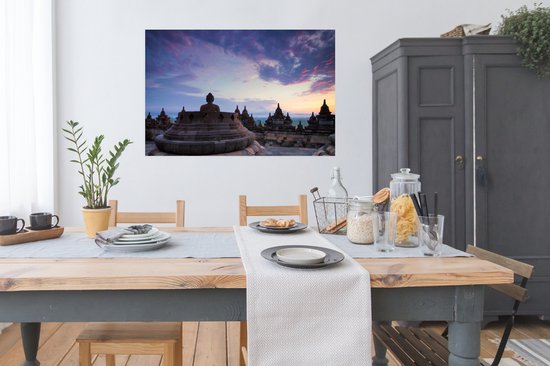 Borobudur au lever du soleil Poster 120x80 cm - Tirage photo sur Poster (décoration murale salon / chambre)