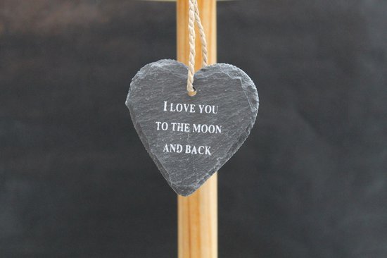 Leisteen met tekst I lovee you to the moon and back