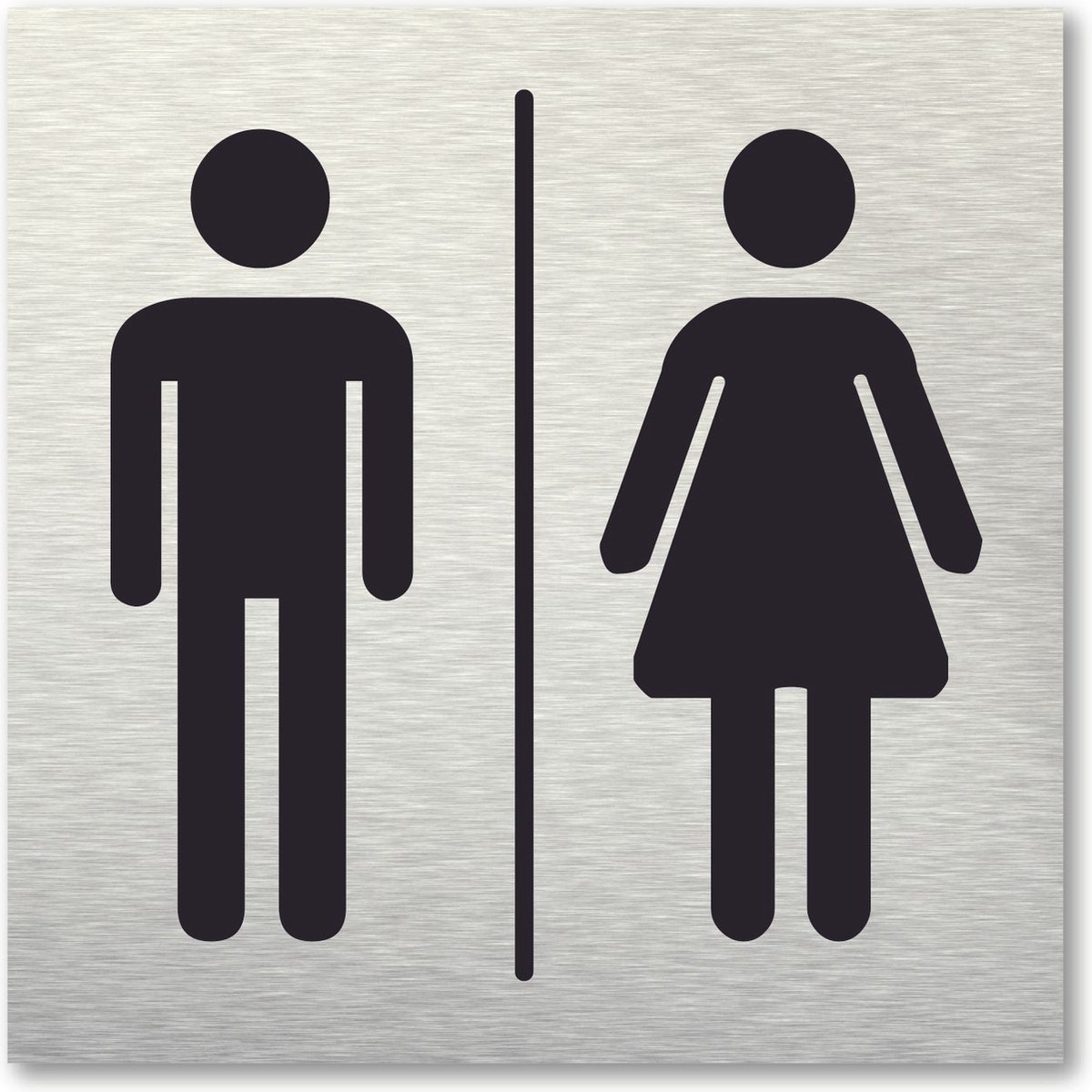 Pictogram toiletten - toilet - Man Vrouw - aluminum rvs look - deurbordje - 10 x 10 cm - zelfklevend - vierkant