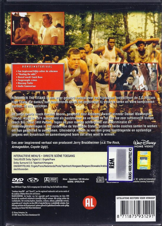 REMEMBER THE TITANS DVD NL