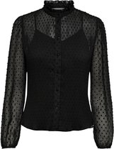 Only Blouse Onllaurence L/s Button Plisse Top W 15245806 Black Dames Maat - S
