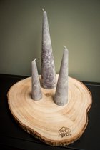 BOSTIJL - Kaars - Kerstboom - Set - Frost Grey - 2 stuks - 4 x 15 cm - 5 x 20 cm