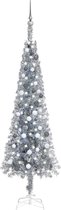 Huis en Tuin Depot Kerstboom Met Led'S En Kerstballen Smal 210 Cm Zilverkleurig