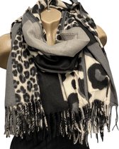 Dames lange sjaal herfst/winter zwart/grijs