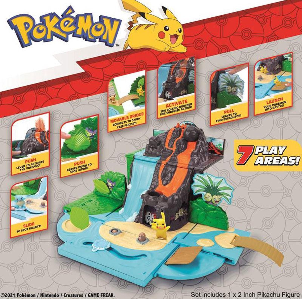 Pokémon vulkaan uitklapbare speelset - met pikachu figuurtje - Pokemon Draagtas Volcano Speelset - — afbeelding 3