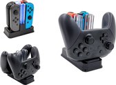 A&K 4in1 Oplaadstation PRO | Joy Con & Pro Controller Charging Dock | Geschikt voor Nintendo Switch - OLED - 2021 | Controller oplader | Voor 4 Controllers
