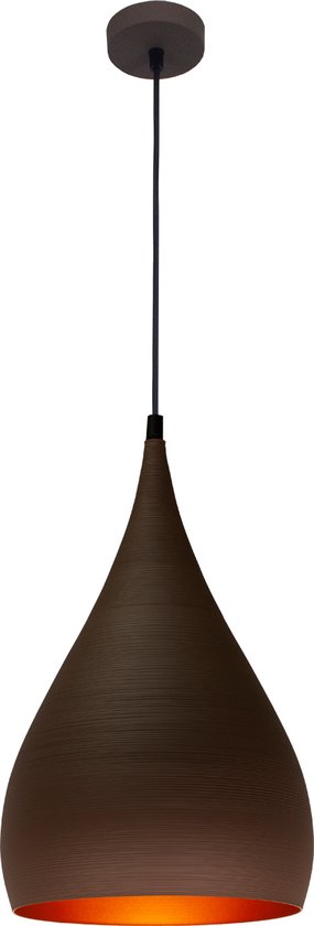 Jachtluipaard Nadenkend slepen Druppel hanglamp zwart, koper, koffiebruin 25 cm breed | bol.com