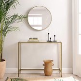 WoonWerkInterieur - Tafel - Bijzettafel - Glas - Gouden Frame - 100x35x80 cm