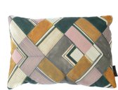 Skinsbynature luxe sierkussen Pearo opal ruiten groen, roze, geel 50x 35 cm