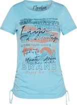Soccx ® T-shirt met print en ruches aan de zijkant, Lichtblauw (L)