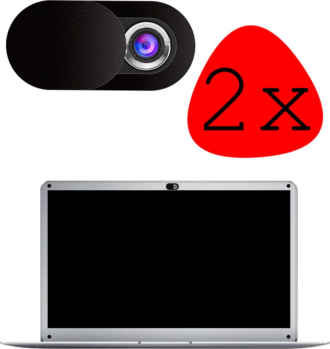 Webcam Cover Privacy Universeel - Laptop Camera Cover Voor Privacy - Smartphone Camera Privacy Beschermer Camera Tablet - Zwart - 2 Stuks