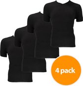 Apollo Bamboo T-shirts heren Basic Zwart - 4 zwarte Bamboe t-shirts met V-neck - Maat L