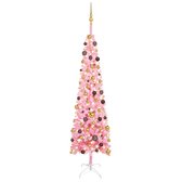Huis en Tuin Depot Kerstboom Met Led'S En Kerstballen Smal 210 Cm Roze
