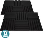 Akoestische panelen - Studioschuim - Studio panelen - Geluidsisolatie - Geluidsdemper - 30x30x5cm - 12 stuks - Zwart