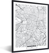 Affiche avec cadre Carte - Madrid - Espagne - Simple - 30x40 cm