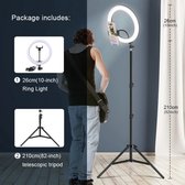 Noiller Selfie ring light - Ring light – Ringlight met statief - Selfie lamp – Ring light – Selfie ring – Roterend - 26 CM - Verstelbaar 200 Tripod