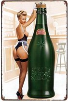 Retro Muur Decoratie uit Metaal Pinup Bier 20x30cm 3481