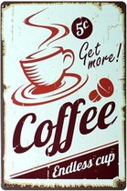 Retro Muur Decoratie uit Metaal Vintage Coffee 20x30cm 5029