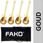 Fako Bijoux® - Theelepel / Koffielepel Gitaar - Goud - 4 Stuks
