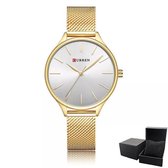 Curren ® | Quartz Dames Horloge | Ø30mm | Goud-Wit | horloge geschenkset |1 jaar garantie | Giftbox | 3 ATM Waterproof