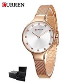 Dames horloge – Quartz - Ø32mm - Rosé-Wit - Curren ® – 1 jaar garantie - 3 ATM waterdicht