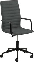24Designs Winston Bureaustoel - Donkergrijs Stof - Zwart Metalen Kruispoot Met Wielen