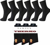 6 paar badstof THERMO sokken ( zwart ) 39-42