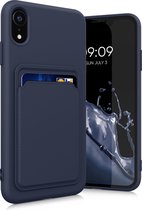 kwmobile hoesje voor Apple iPhone XR - Telefoonhoesje met pasjeshouder - Smartphone hoesje in donkerblauw
