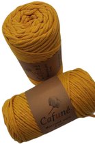 Cafuné enkel gedraaid macramé koord-3mm-mosterdgeel-90m-250g-uitkambaar-katoen touw