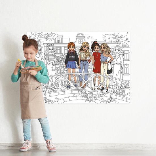 Models and The City - Amsterdam - Top Model Coloring Page XXL - Top Model Coloring Book - Top Model Products for Kids - Top Model Coloring Poster 980x680 mm