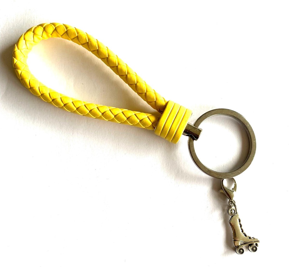 Sleutelhanger - Geel - Rolschaatsen - Sport - Hanger - Leer - Kleur - Sportsieraad - Sieraad - Sportsieraden - Sieraden - Team - Teamkado