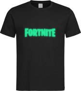 Zwart T shirt met  " Fortnite " logo Glow in the Dark groen maat XS