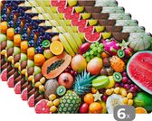 Placemat - Placemats kunststof - Fruit - Ananas - Tropisch - 45x30 cm - 6 stuks - Hittebestendig - Anti-Slip - Onderlegger - Afneembaar