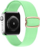 By Qubix Solo Loop Nylon bandje - Lichtgroen - Geschikt voor Apple Watch 42mm - 44mm - 45mm - Ultra - 49mm - Compatible Apple watch bandje -