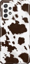 Samsung Galaxy A52 Telefoonhoesje - Premium Hardcase Hoesje - Dun en stevig plastic - Met Dierenprint - Koeien Patroon - Bruin