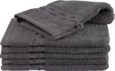 Homéé washandjes golf jacquard 550g. m² 15x22cm 100% katoen badstof set van 6 stuks antraciet