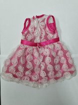 jurk, roze, met roosjes , poppenkleding, sinterklaas, kerst, past baby born, 43 cm, de laatsten