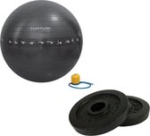 Tunturi - Fitness Set - Halterschijven 2 x 1,25 kg - Gymball Zwart met Anti Burst 65 cm