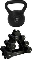 Tunturi - Fitness Set - Dumbbell Opbergrek incl 2x 1 t/m 3 dumbbells - Kettlebell 2 kg