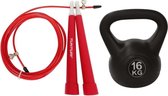 Tunturi - Fitness Set - Springtouw Rood - Kettlebell 16 kg