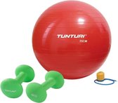 Tunturi - Fitness Set - Neopreen Dumbbellset 2 x 4 kg - Gymball Rood 75 cm