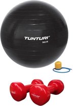 Tunturi - Fitness Set - Vinyl Dumbbell 2 x 3 kg  - Gymball Zwart 90 cm