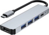 GR4IT USB-C 5 in 1 Adapter | USB-C naar HDMI (4K), USB A en USB C Opladen | Type C To HDMI, USB 3.0 & Type-C Fast Charging Hub