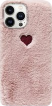 ADEL Siliconen Back Cover Softcase Hoesje Geschikt Voor iPhone 13 Pro Max - Hartjes Roze