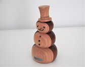 houten hand gedraaide sneeuwman