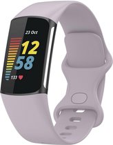 Siliconen Smartwatch bandje - Geschikt voor Fitbit Charge 5 / Fitbit Charge 6 siliconen bandje - lavendel - Strap-it Horlogeband / Polsband / Armband - Maat: Maat L