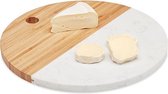 Borrelplank van bamboe en marmer - Tapasplank - Tapas plank - Dienblad - Serveer plank - Serveerplank hout - Serveerplanken - Serveer planken - Serveer plateau - Kaasplank bamboe - Kaasplankj