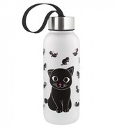 Happy Bottle - Drinkfles met kattenprint - zwart/wit - design - kinderen - milieuvriendelijk - 42cl