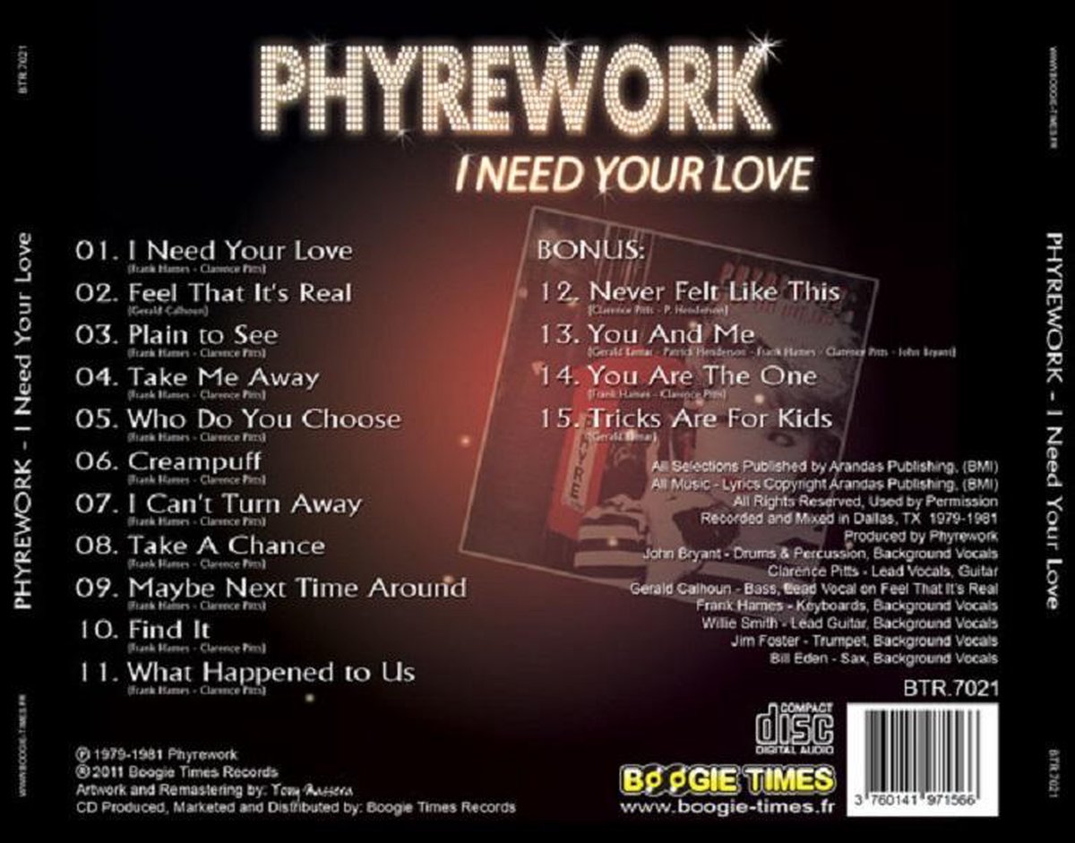 Phyrework – I Need Your Love, Phyrework | CD (album) | Muziek