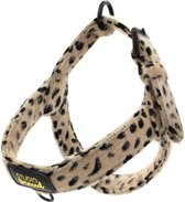 Studio Proud - Hondenharnas / tuigje - borsttuigje - cheetah print - zwarte  accenten - deze harnas / tuig is te combineren met bijpassende uitlaatriem